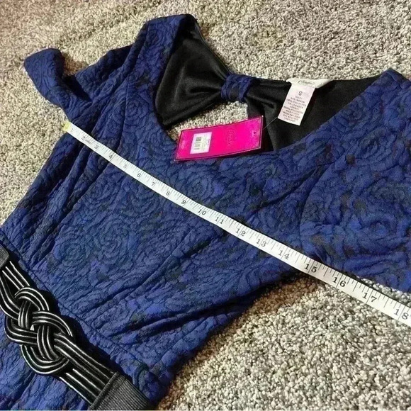 Candie's Juniors Double Knit Rose black and blue Skater Dress size Small - Picture 9 of 11